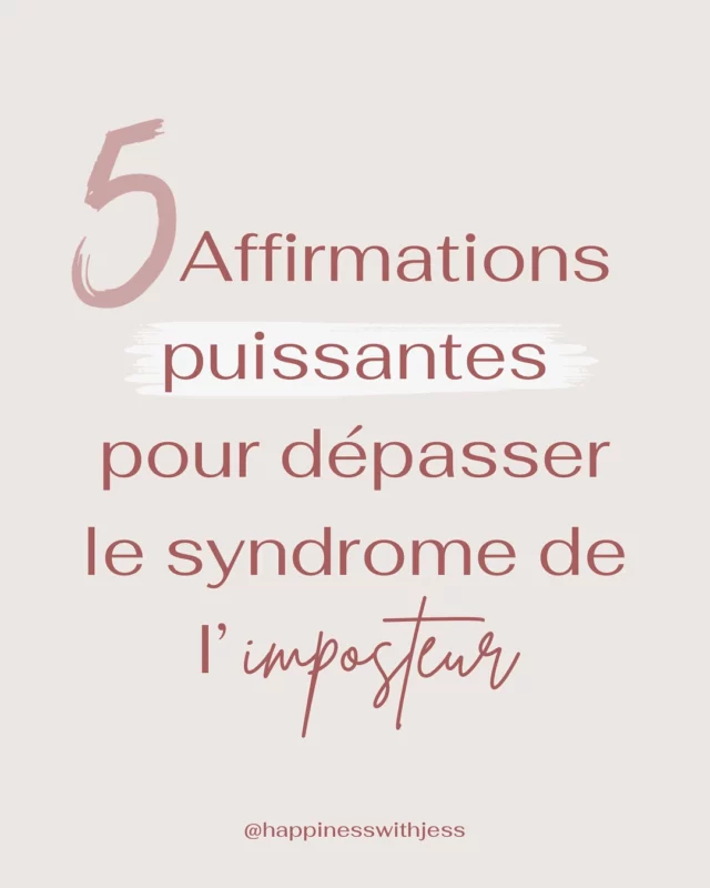 Fais-tu partie de ces 7 personnes sur 10? 

Le syndrome de l’imposteur peut être un vrai frein dans ton évolution 🤯

Ces pensées limitantes te font croire que tu n’es pas assez compétente, légitime ou prête… 

Stop 🙅🏼‍♀️

👉🏻 Répète ces affirmations chaque jour pour modifier tes croyances et ancrer la confiance que tu mérites:

💫 Mes compétences et mes expériences ont de la valeur
💫 Chaque jour, je prends ma place avec assurance et sérénité 
💫 Je mérite le succès et les opportunités qui se présentent à moi
💫 Je suis capable et légitime dans ce que je fais
💫 Mon expérience unique est ma plus grande force

🌟 Lis ces affirmations à haute voix, écris-les, ressens-les au plus profond de toi.
Le syndrome de l’imposteur n’a plus aucun pouvoir sur toi 💪🏻

💬 Quelle affirmation résonne le plus en toi?
Partage-la en commentaire 💖
.
.
.
#syndromedelimposteur #affirmations #affirmationspositives #développementpersonnel #coach #coachdeveloppementpersonnel #mindset #bienêtre #penséepositive #confianceensoi #succès #croyanceslimitantes
