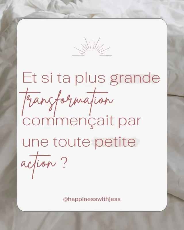 On pense souvent que pour changer, il faut un grand bouleversement 🌪️

Pourtant, ce sont les micro-habitudes du quotidien qui transforment réellement une vie 🪄

💧 Boire un verre d’eau en plus.
📖 Lire 5 minutes chaque jour.
🚶‍♀️ Faire 10 minutes de marche.
💡 Remplacer 5 minutes de réseaux sociaux par un moment pour soi.

Aujourd’hui, ça ne paraît rien…

Mais répété jour après jour, c’est ça qui fera la différence ✨

Dans un an, tu regarderas en arrière et tu seras bluffée par le chemin parcouru 🔥

➡️ J’en profite pour t’annoncer le retour du « Challenge Habitudes » 🙌🏻 (non, ce n’est pas un 🐠 🫢)

Si cela te dit de participer avec nous, je t’invite à regarder la publication précédente qui est le replay du live d’hier dans lequel je t’explique tout sur le challenge 📆

En ce qui me concerne, mon objectif est de perdre un peu de poids 💪🏻

Je commence donc par prendre l’habitude de faire 3 séries de 10 abdos tous les matins ⏰

Alors, quelle nouvelle habitude vas-tu mettre en place pour le mois d’avril?

Dis-le moi en commentaire 💬🤗

#action #effetcumule #changements #transformation #habitudes #nouvelleshabitudes #habitudespositives #routine #objectifs #motivation #succes #passagealaction #developpementpersonnel #coach #coachdeveloppementpersonnel
